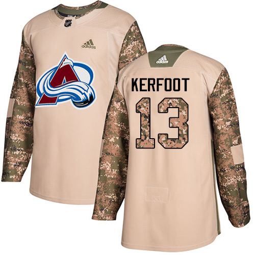 Adidas Avalanche #13 Alexander Kerfoot Camo Authentic Veterans Day Stitched NHL Jersey - Click Image to Close